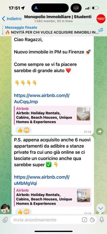 Messaggio nella community: nuovo immobile in gestione a Firenze, più sei nuovi appartamenti acquisiti
