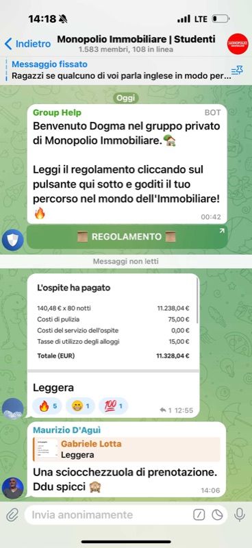 Riepilogo pagamento ospite: 80 notti, 11.238 euro totali