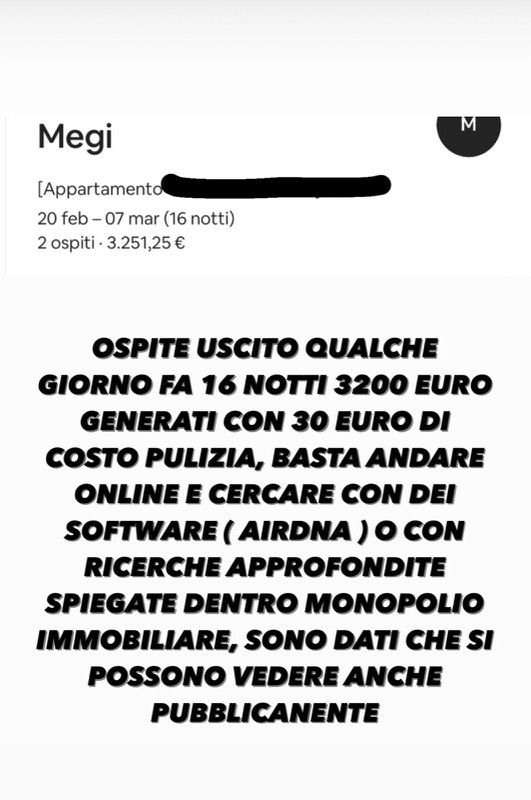 Ospite uscito dopo 16 notti: 3.200 euro generati con soli 30 euro di costo pulizia