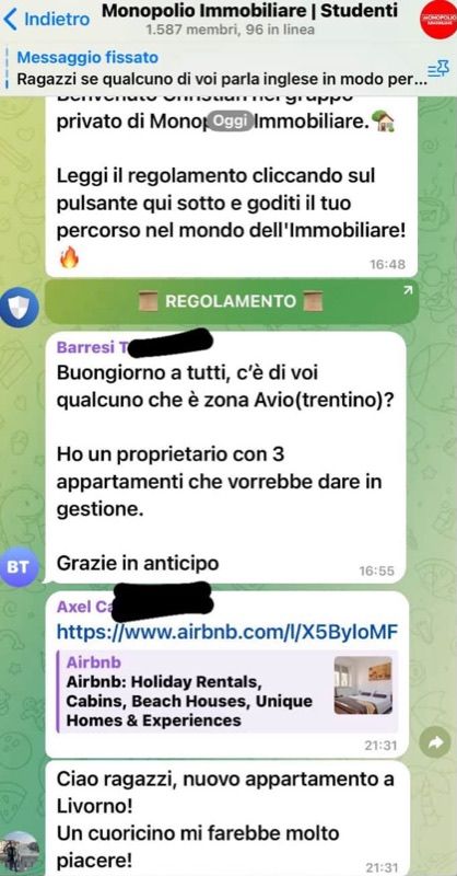 Chat della community: uno studente cerca un proprietario con tre appartamenti in zona Avio, Trentino